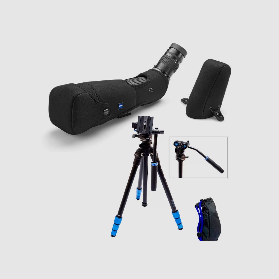 Zeiss GAVIA 85 + Eyepiece 30-60x + Case + complete Tripod BENRO SLIM, image 1 of 11