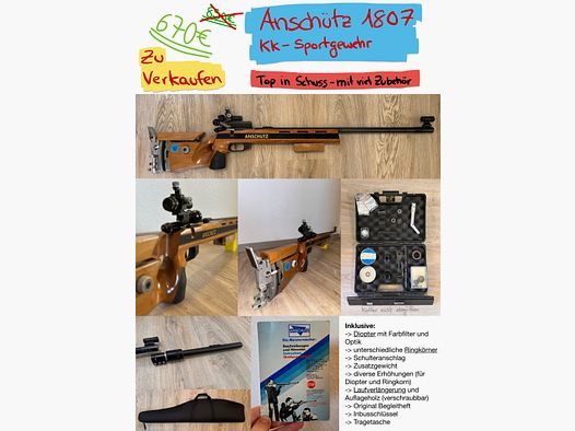 Anschütz Match 1807 KK-Gewehr – Komplettpaket in Top-Zustand