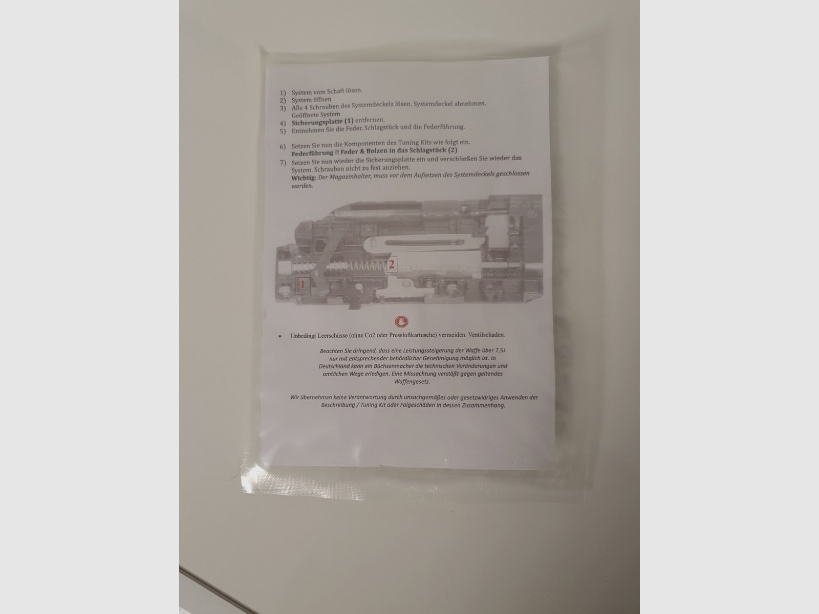 Performance enhancement kit for 850 Airmagnum & M2 The tuning kit light for the Umarex / Hämmerli Airmagnum 850 & M2
