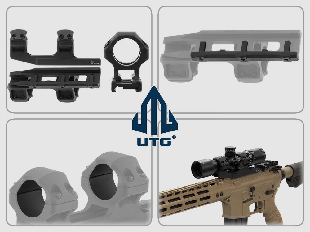 UTG 34 mm Versatz-Blockmontage AccuSync, 1 Zoll Mittelrohrdurchmesser, fĂĽr Weaverschiene, medium