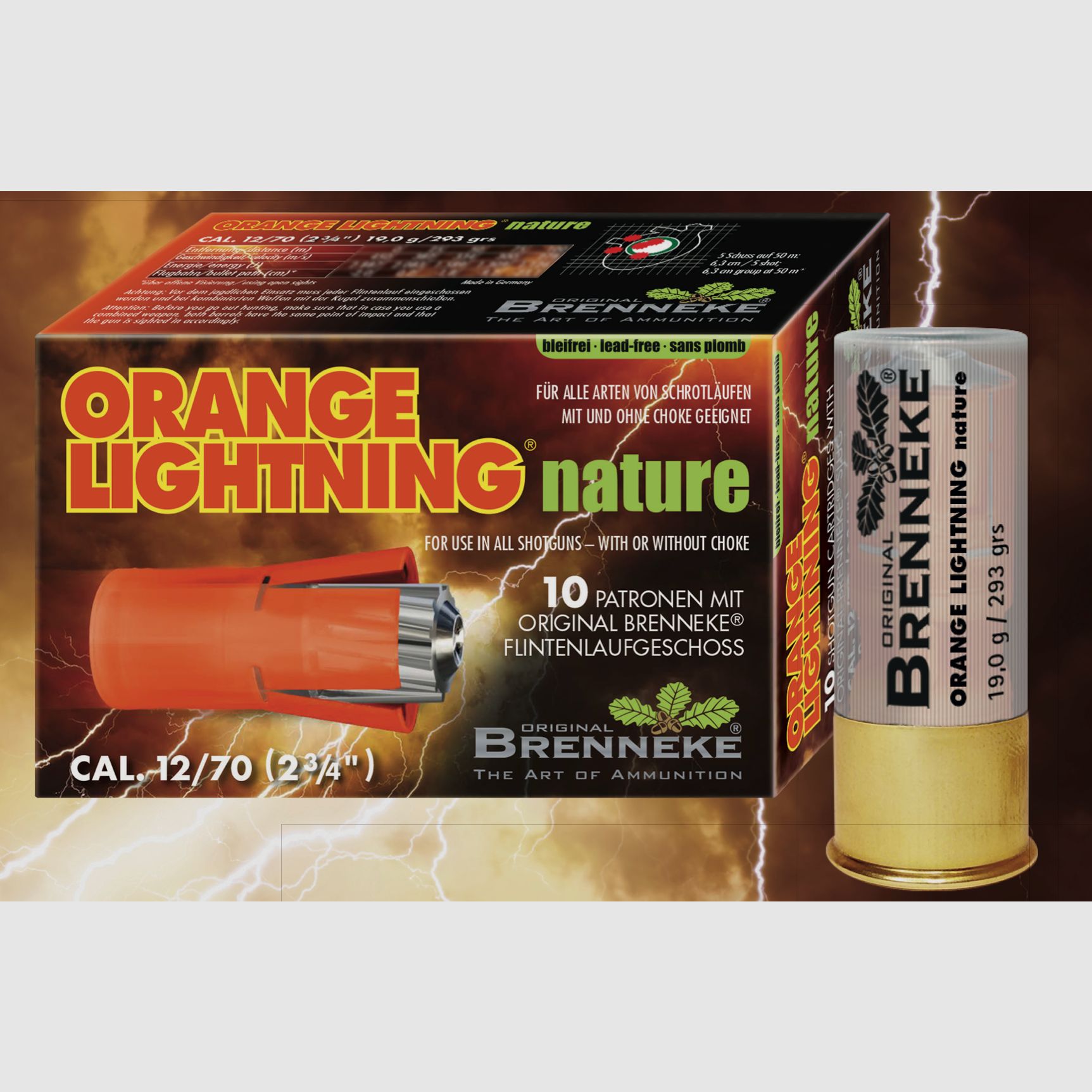 Brenneke 40675000 12/70 Pomarańczowy Błyskawica Natura 19,0g 293 grs