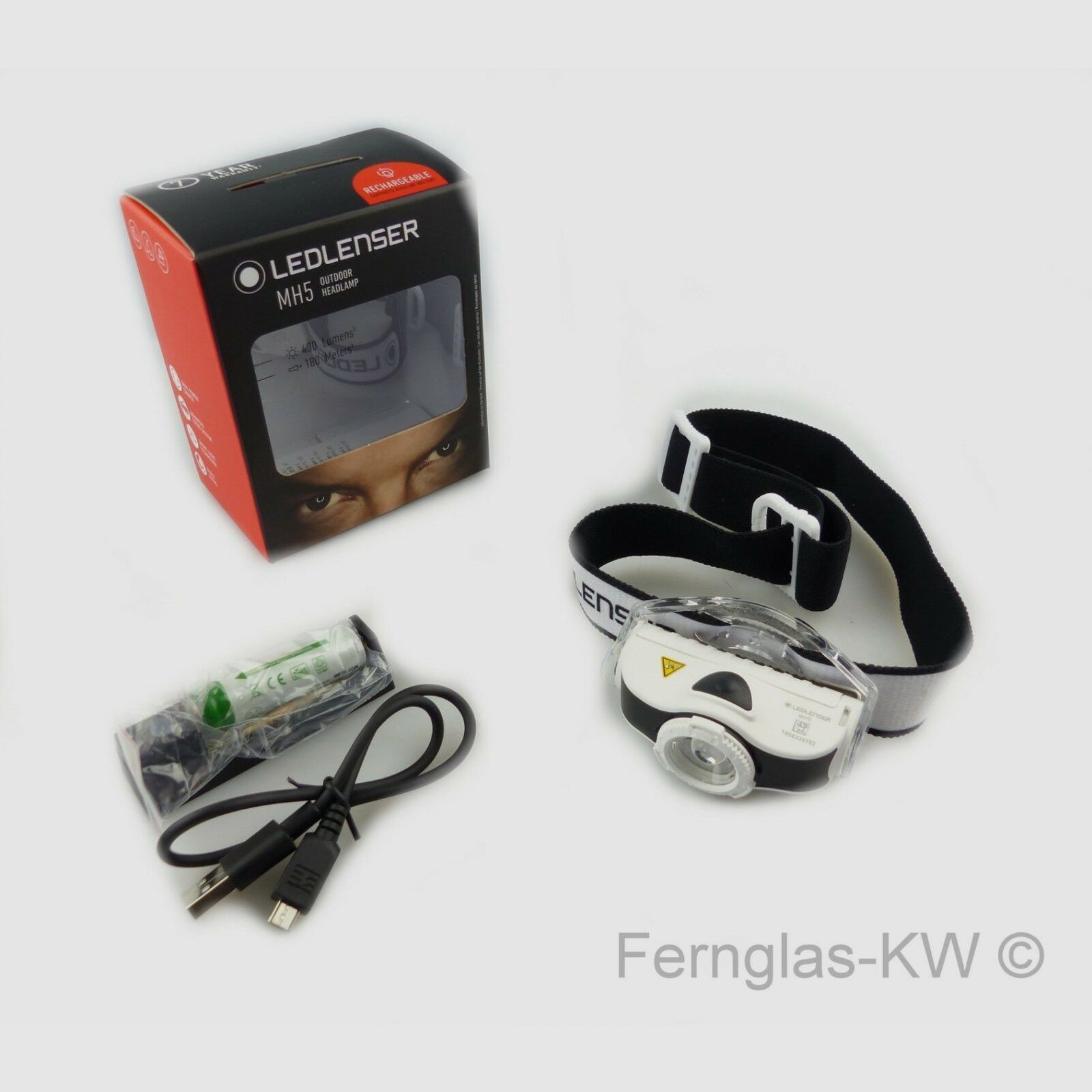 Ledlenser 500950 LED Kopflampe Stirnlampe MH5 Schwarz Weiß 400 Lumen mit Akku