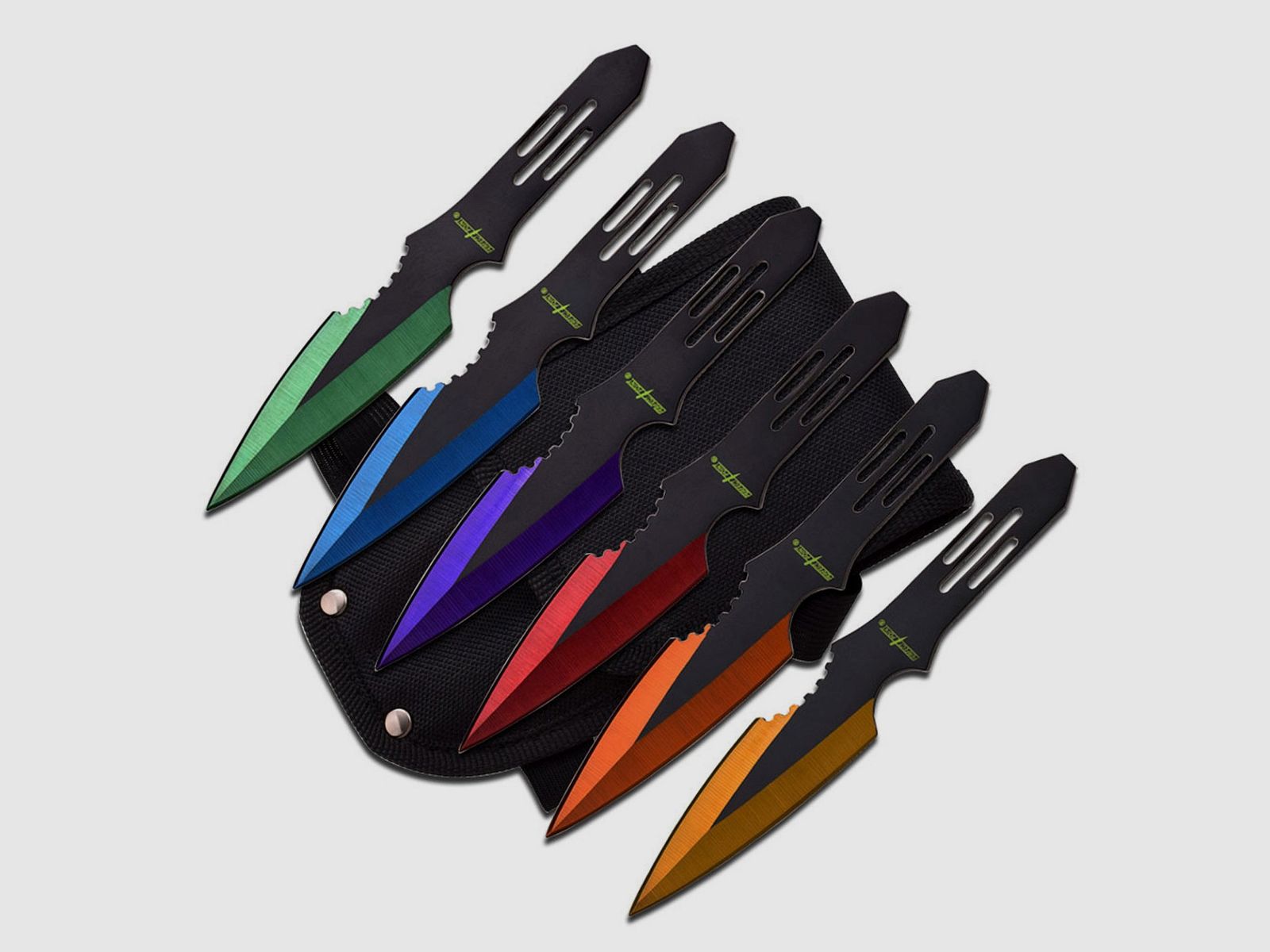Set of 6 throwing knives, 14 cm, Perfect Point, multicolored blade