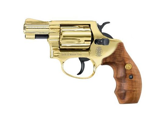 SMITH & WESSON Gasrevolver (SRS) Chiefs Special Gold Edition Kal. 9mm R     Holzgriff