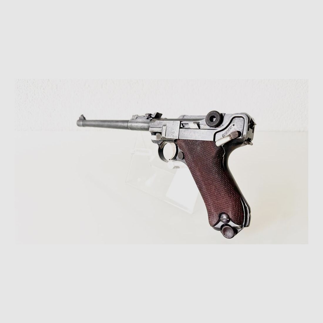 DWM Mod. Ari-08 pistola lunga con calcio, caricatore a tamburo 32 colpi 9mm Luger