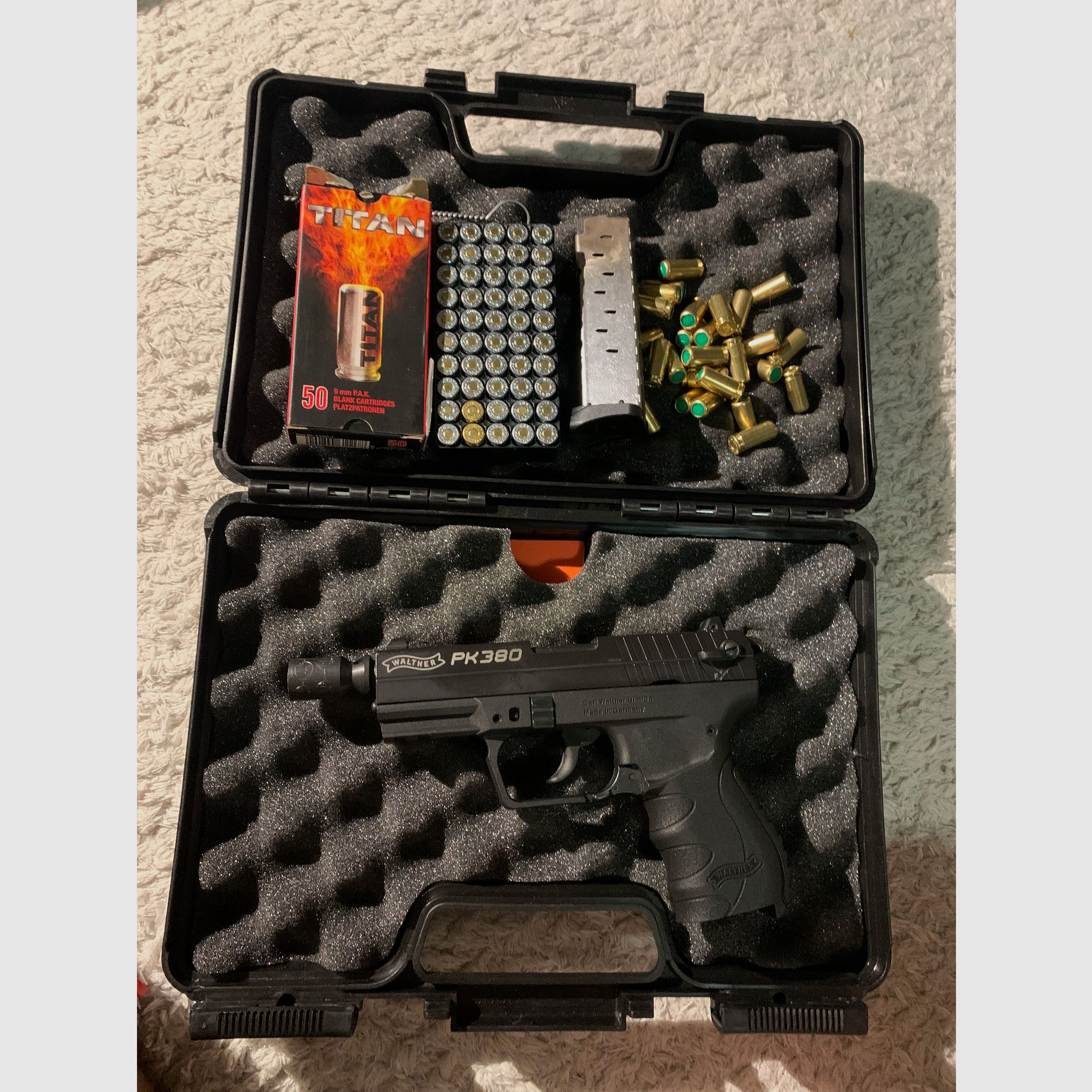Walther PK380 pistola de fogueo 9 mm PAK – usado – maletín + 78 disparos de munición