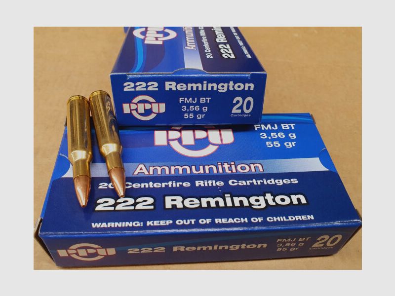 .222Remington/55grs. FMJBT PPU A-203 100 stk.