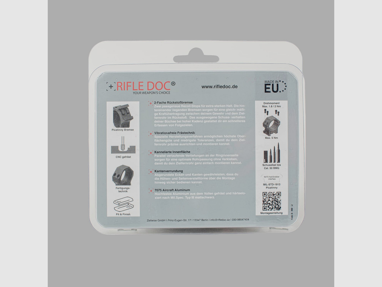 Zielfernrohrmontage Ø34mm Höhe 8mm