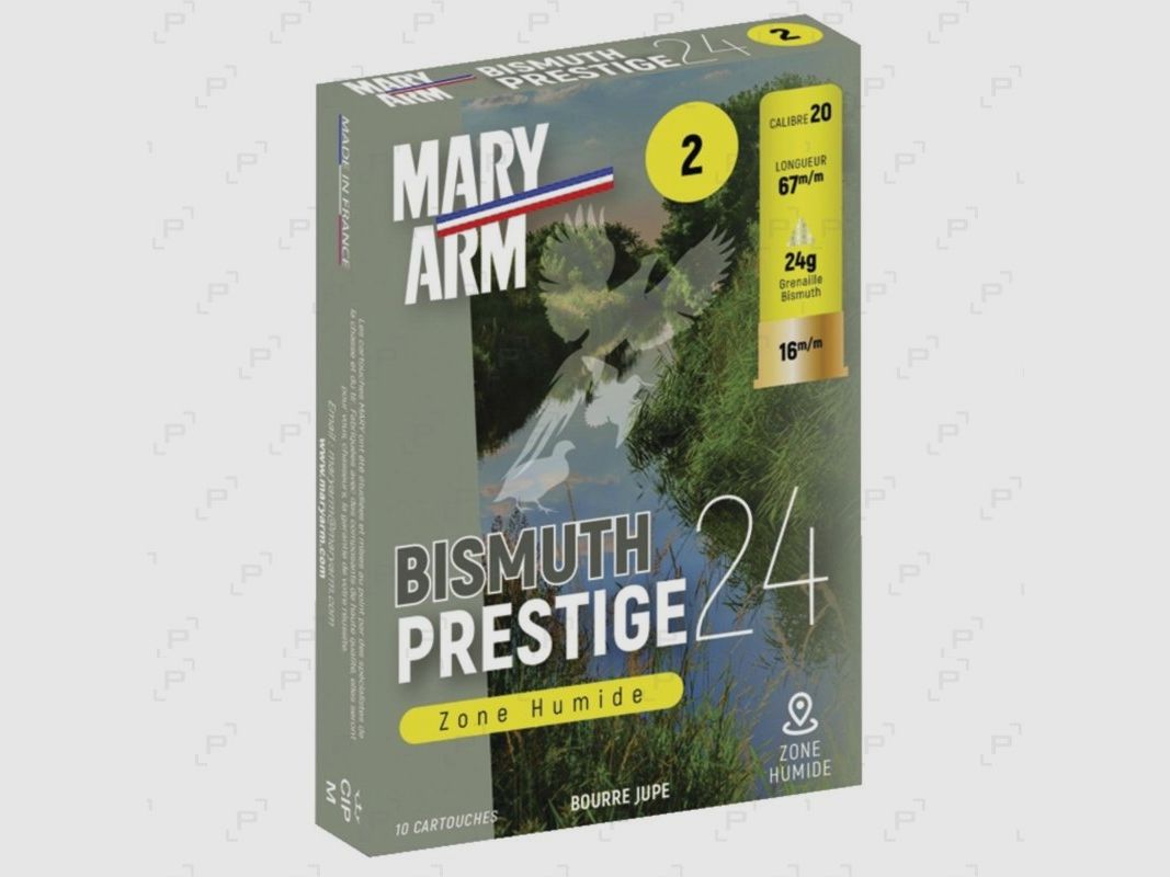 Caja de 10 cartuchos zonas húmedas MARY ARM PRESTIGE BISMUTH 24 Calibre 20/67