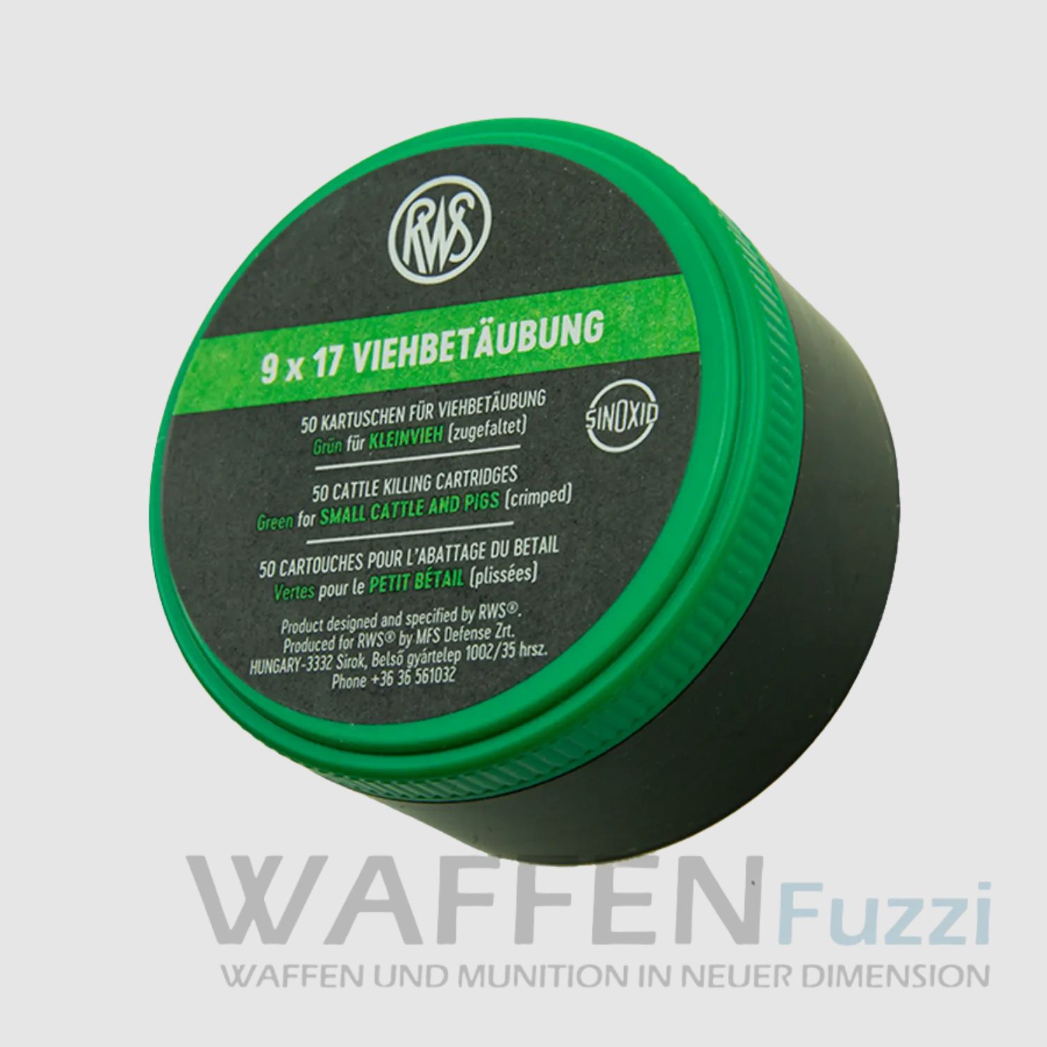 Cartuchos Kerner para aturdir ganado VERDE calibre 9x17