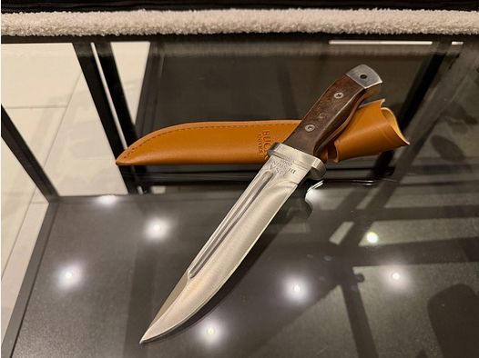 Hochwertiges Buck Fahrtenmesser – USA Design – Edelholzgriff & Lederscheide