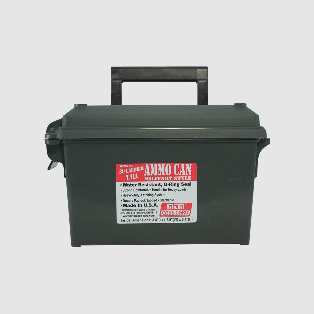Caja de municiones MTM Tall AC30T-11 verde para calibre 30 estilo militar