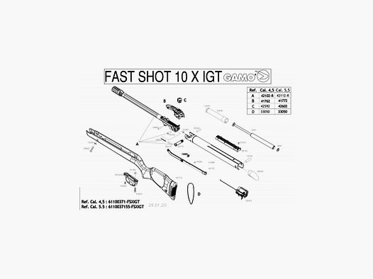 34190 - Gamo Schaftplatte Fast Shot 10x IGT 4,5 mm