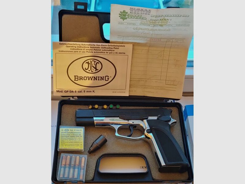 Browning GPDA 8 Chrom Schwarz 8mm PTB 389/2 Metallmagazin + Muni