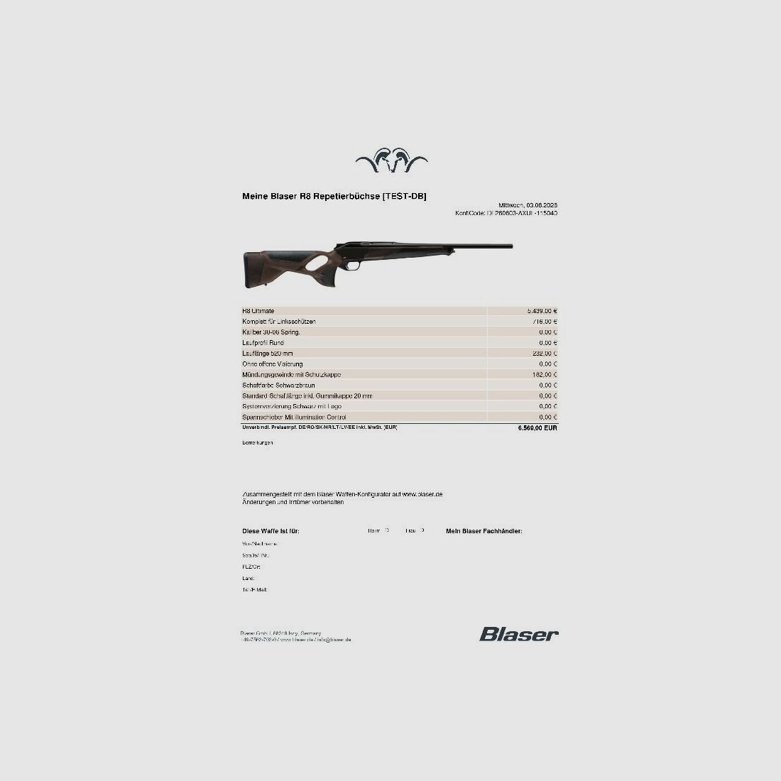 Blaser R8 Ultimate in complete left-hand version