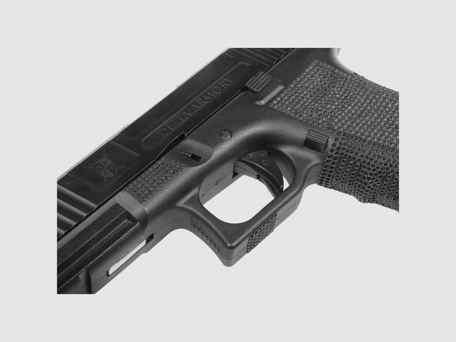 P04 GBB Airsoft Pistol with Grip Stippling in Black | Delta Armory
