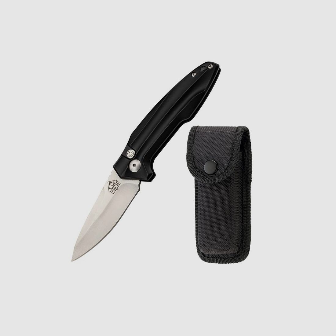 Couteau à ressort, PUMA TEC noir, clip, y compris étui en nylon