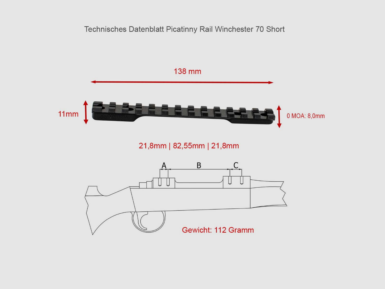 Picatinny Rail WINCHESTER 70 SHORT