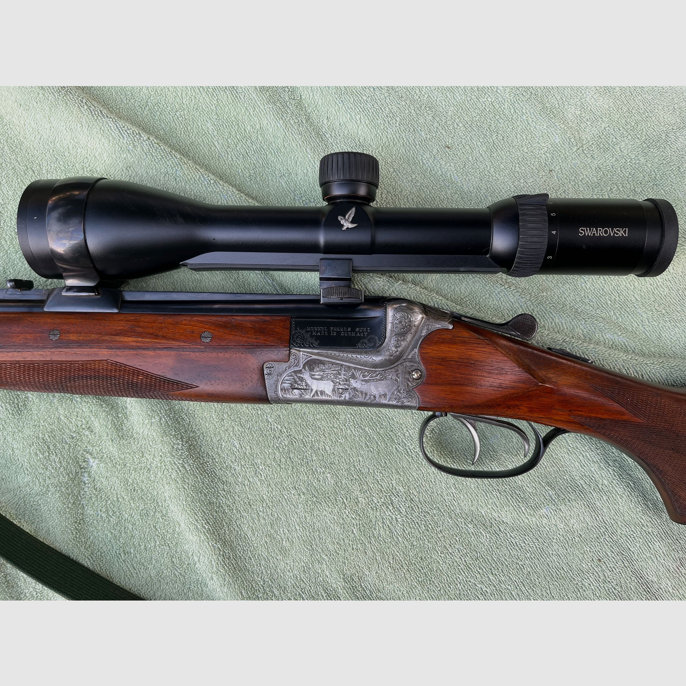 Neuwertige Bockbüchsflinte MERKEL Suhl BBF 7x65R 20/76 Swarovski 3-12x50 Z4i selten