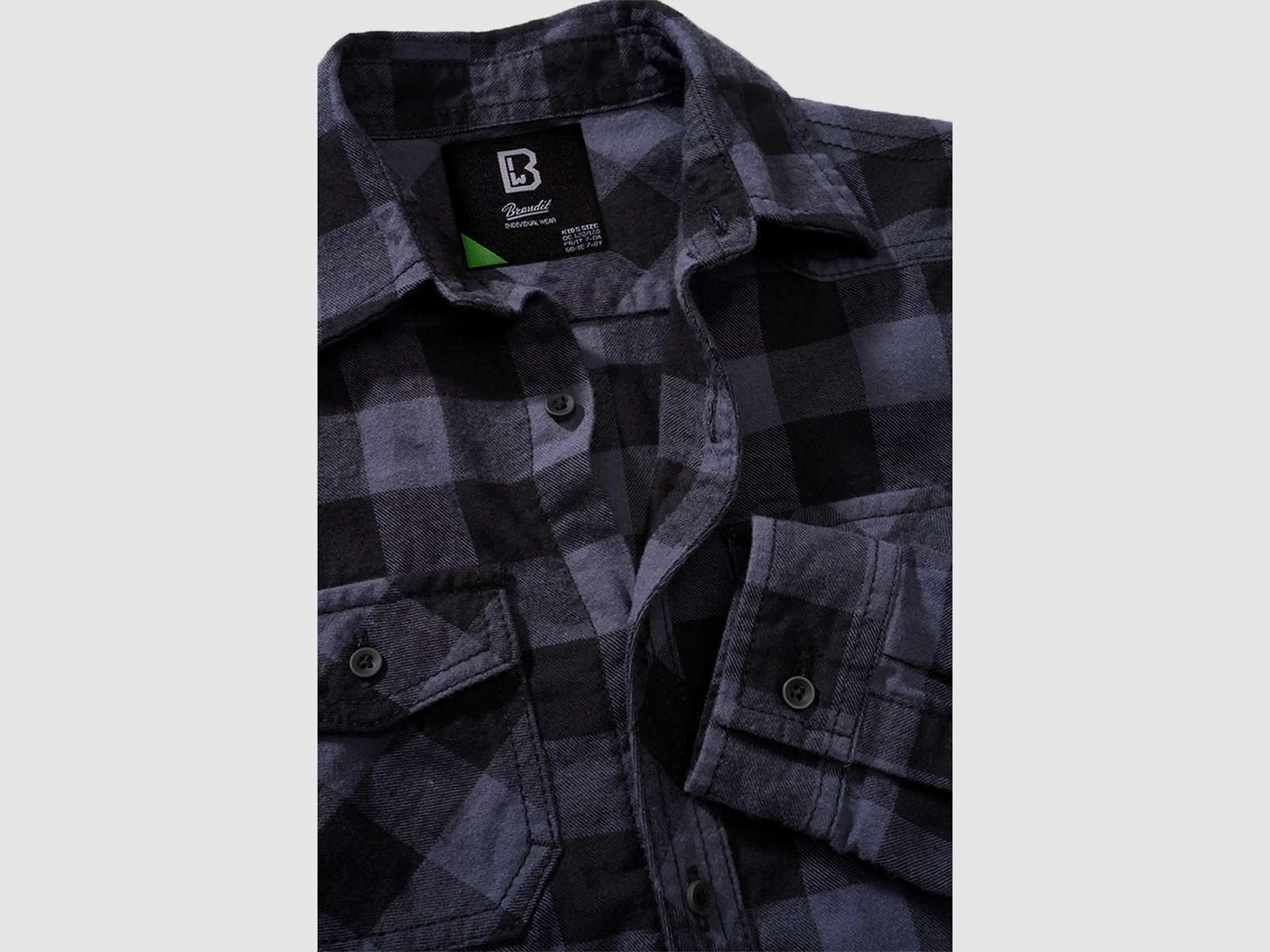 Brandit Brandit Kinder Hemd Kids Check Shirt Long Sleeve - Schwarz/Grau / 122/128