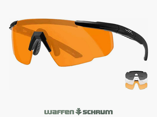 Wiley X Schießbrille Saber Advanced Set Gläser: grau, klar, helles orange, Gestell: matt schwarz