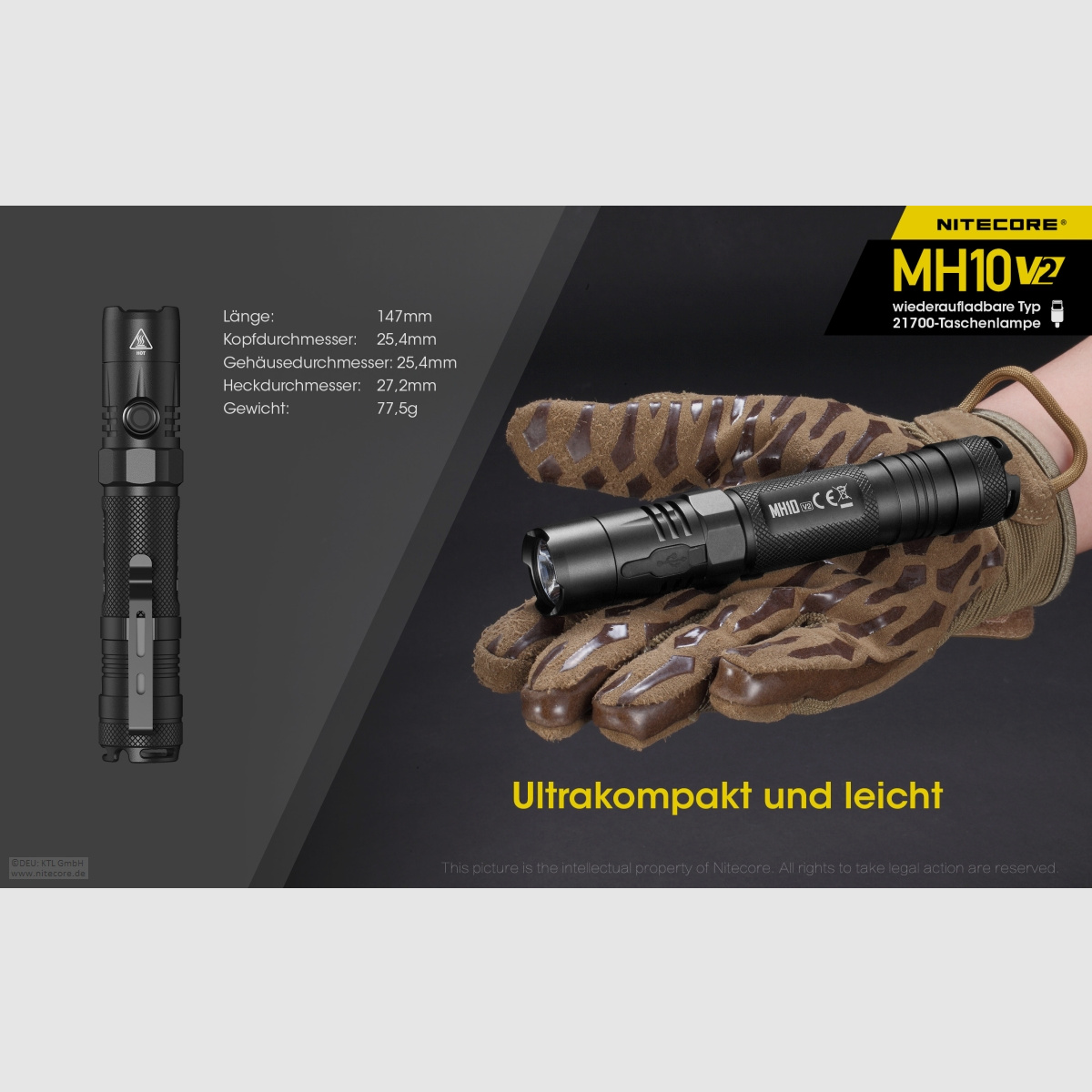 Nitecore MH10V2 Taschenlampe MH10 V2 1200 Lumen