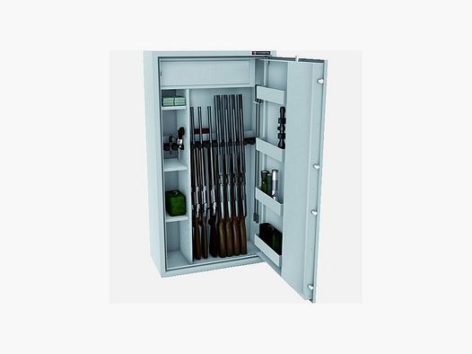 Konsmetal-Waffenschrank für 14 Langwaffen MLB 50D/10+4 Weiß, Klasse S1 – Schlüsselschloss