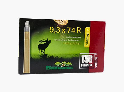 Brenneke 9,3x74R TUG Nature + - 14,26g/220grain cartouches de fusil sans plomb