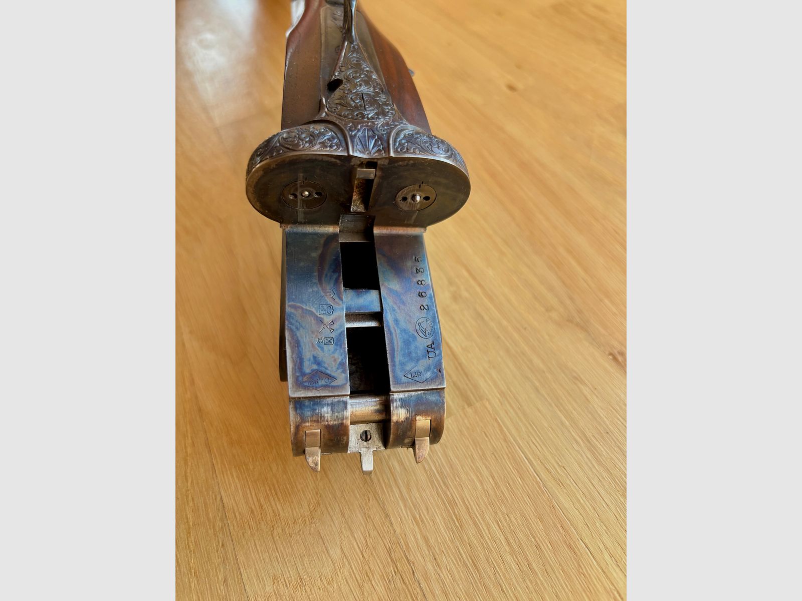 Grulla Seitenschloss Querflinte - Modell 215 - Cal. 12/70 - ejecución de alta calidad - año de fabricación 1977