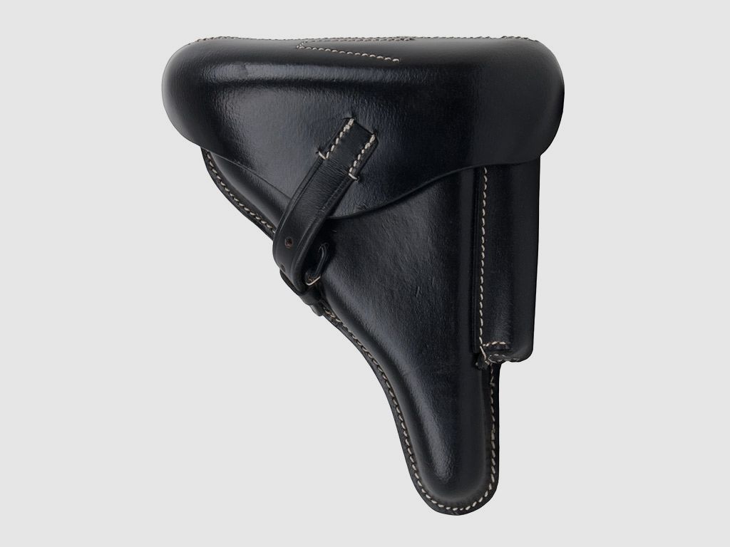 Schnellziehtasche Pistolentasche GĂĽrteltasche fĂĽr Luger Pistole P08 Leder schwarz