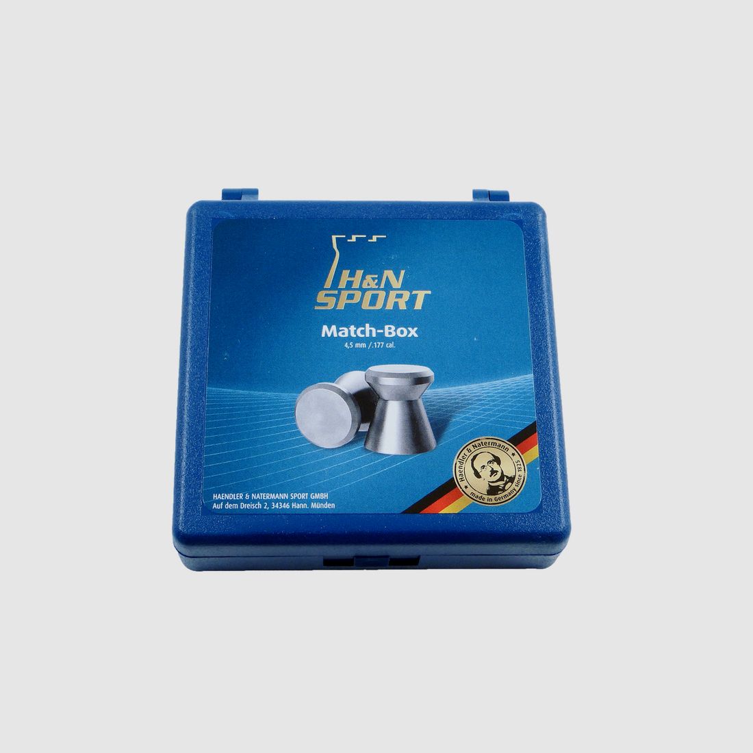 Pudełko na 100 sztuk śrutu kal. 4,5 mm H&N Mach Box niebieskie