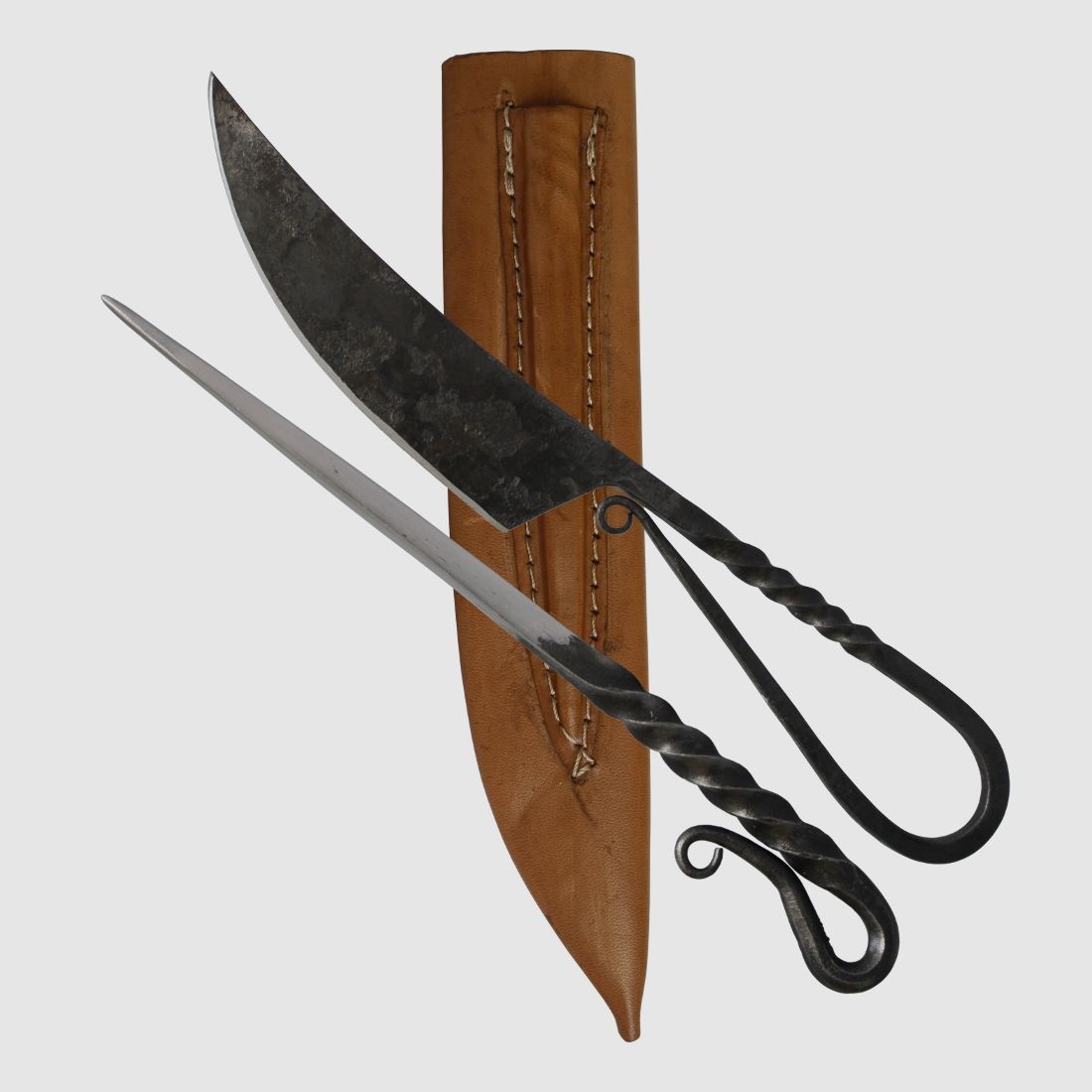 Mittelalterliches Besteckset Messer Pfriem Geschmiedetes Mittelalter  Besteck