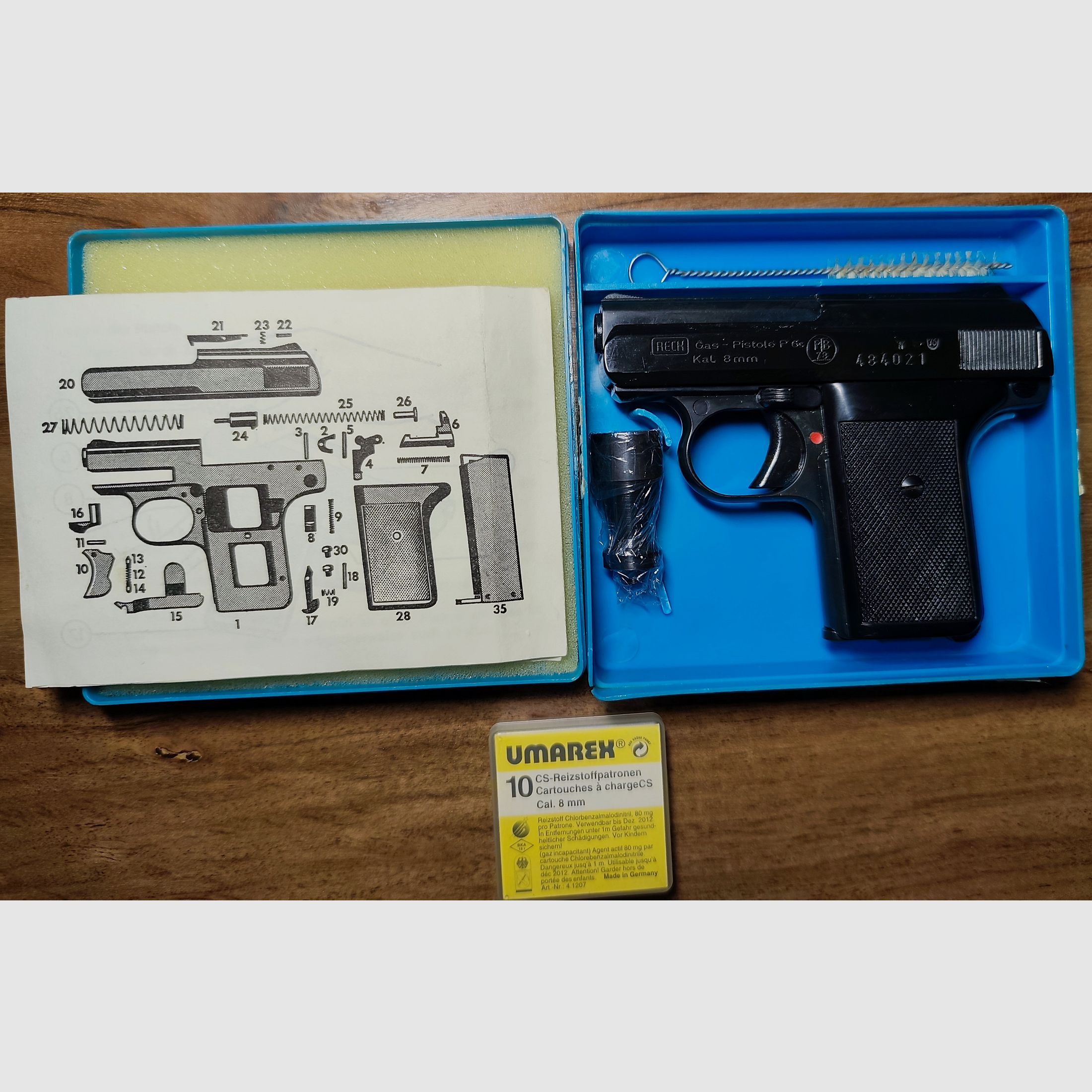 Reck P 6 S caliber 8mm old PTB 78 collector's pistol +10 shots CS gas from Umarex