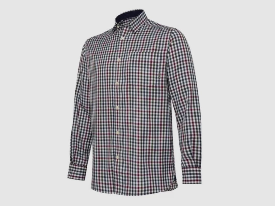 Beretta Camicia Ellis Bianca e Bordeaux a Quadri Manica Lunga, immagine 1 di 4
