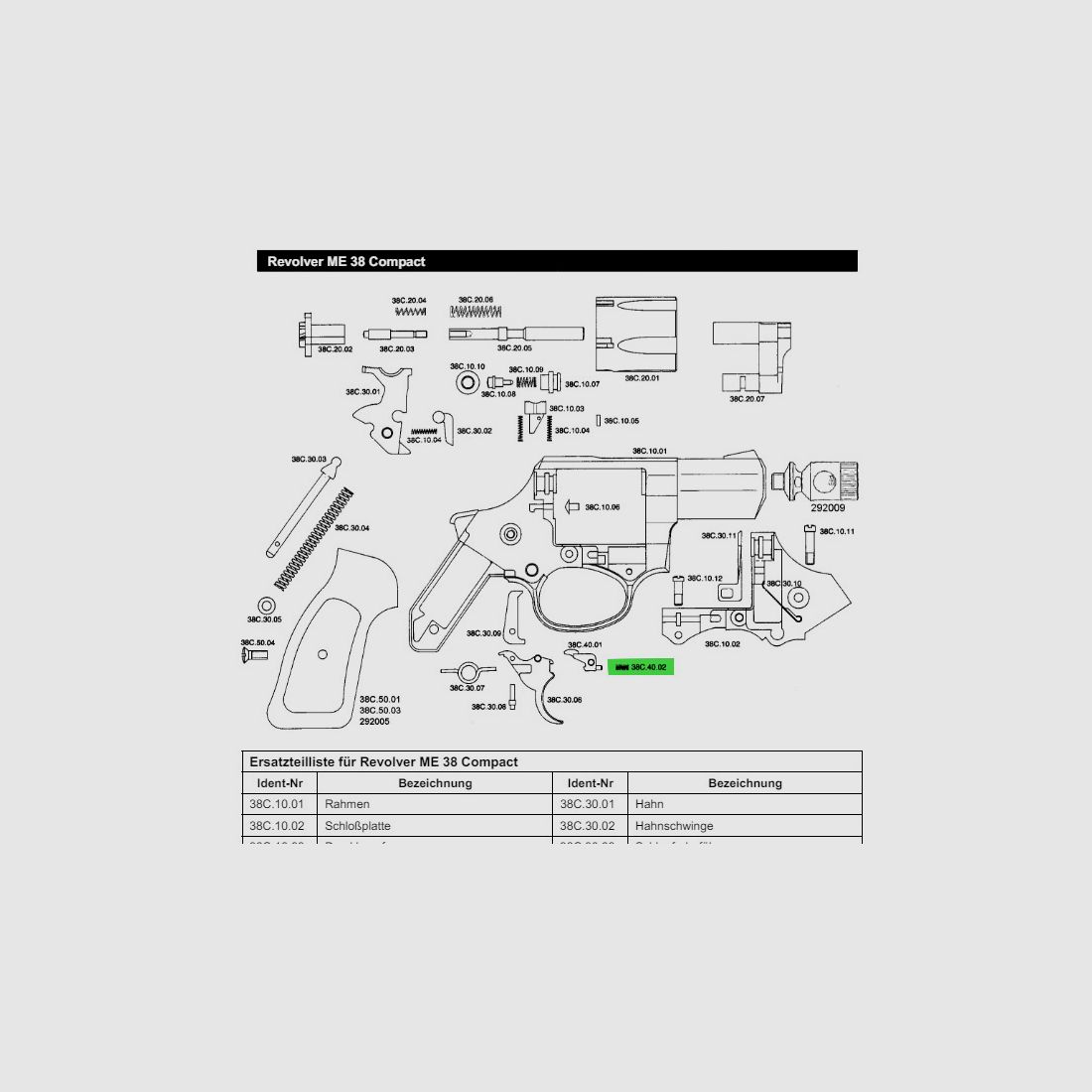 Feder fĂĽr Trommelsperre fĂĽr Schreckschuss-, Gas-, Signalrevolver Melcher ME 38 Compact, Ersatzteile