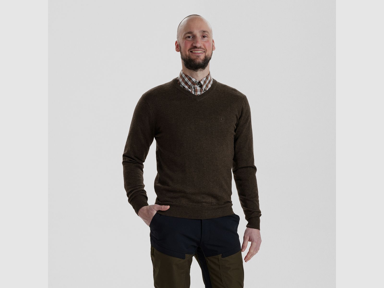 Kingston Pullover mit V-Ausschnitt - Dark Elm – Größe: S