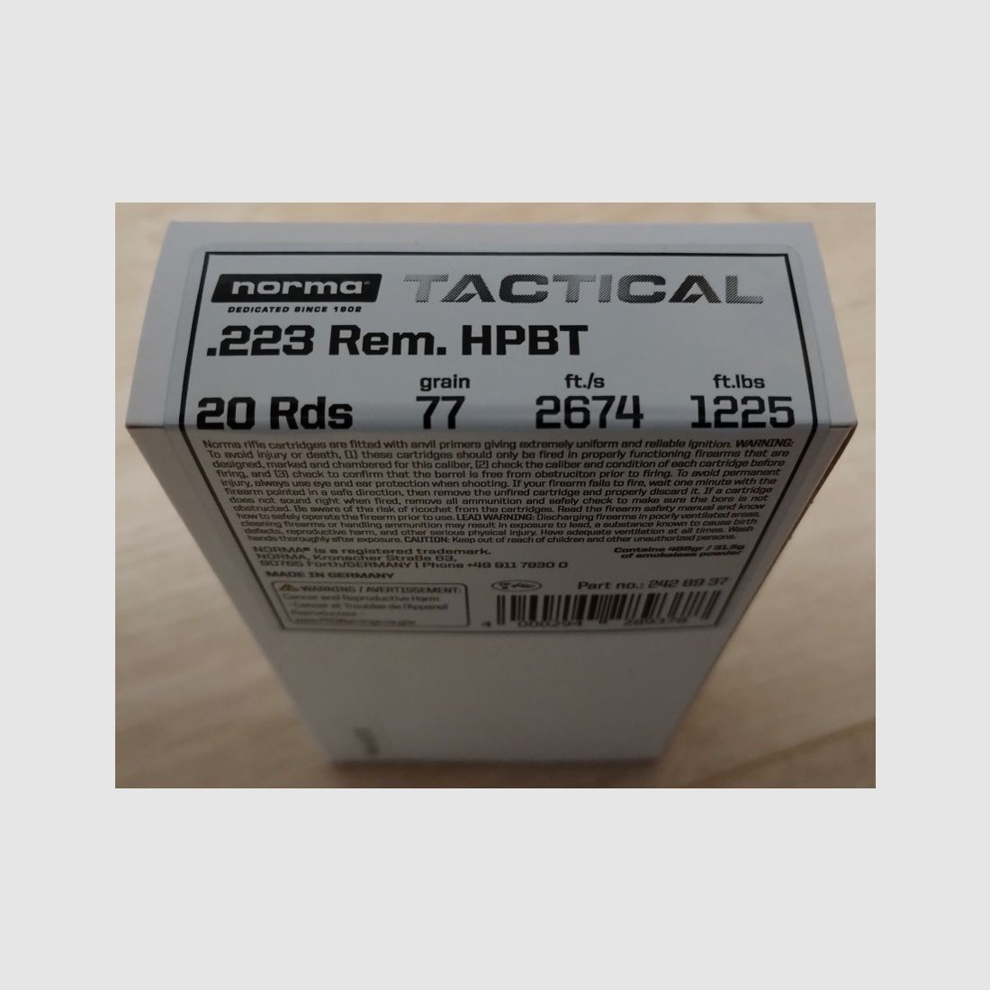 .223 Rem. Norma 77gr HPBT Tactical 2800 Stk (Norma Golden Target Match)