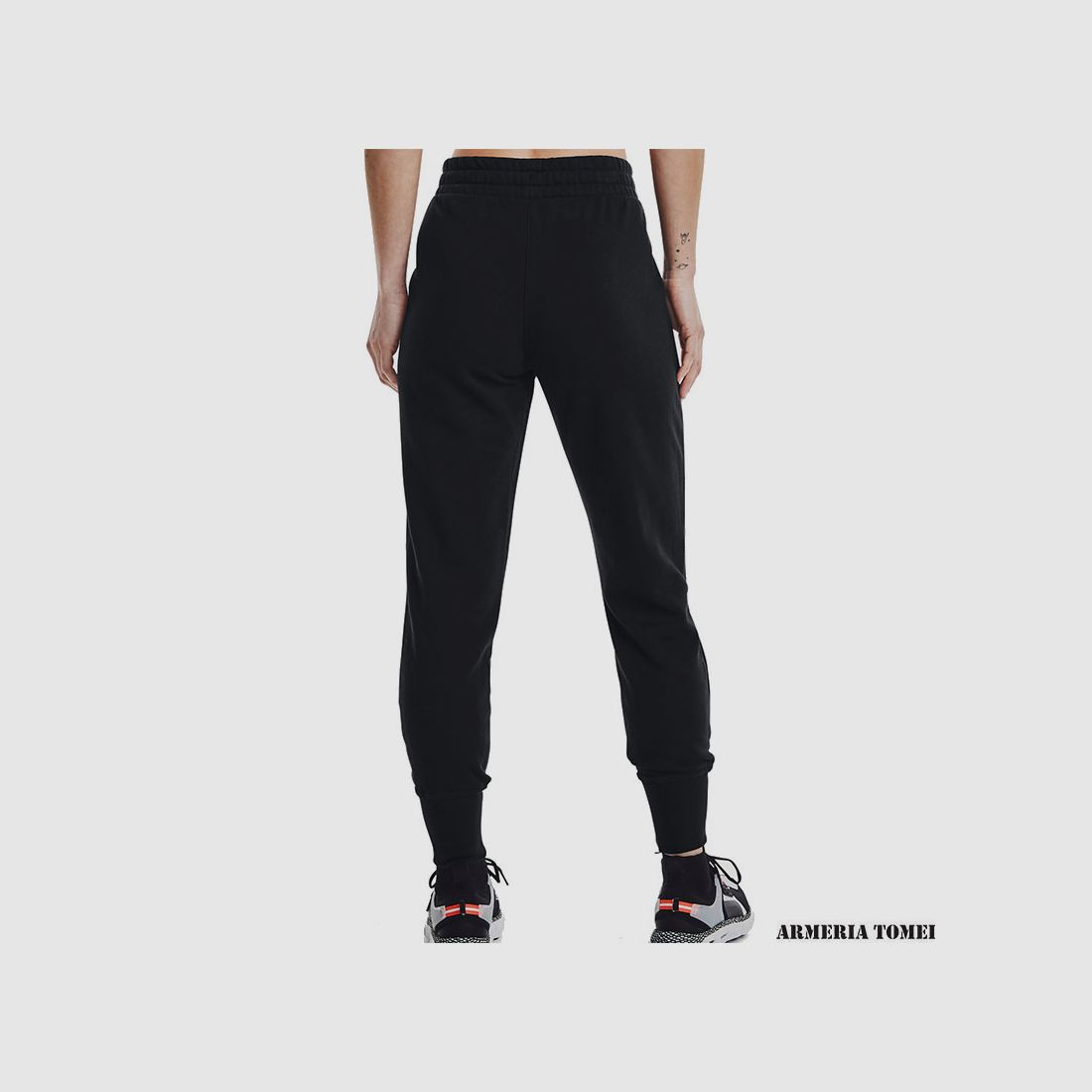 UNDER ARMOUR – DAMES – RIVAL FLEECE JOGGERS Zwart / Wit – 001, afbeelding 4 van 4