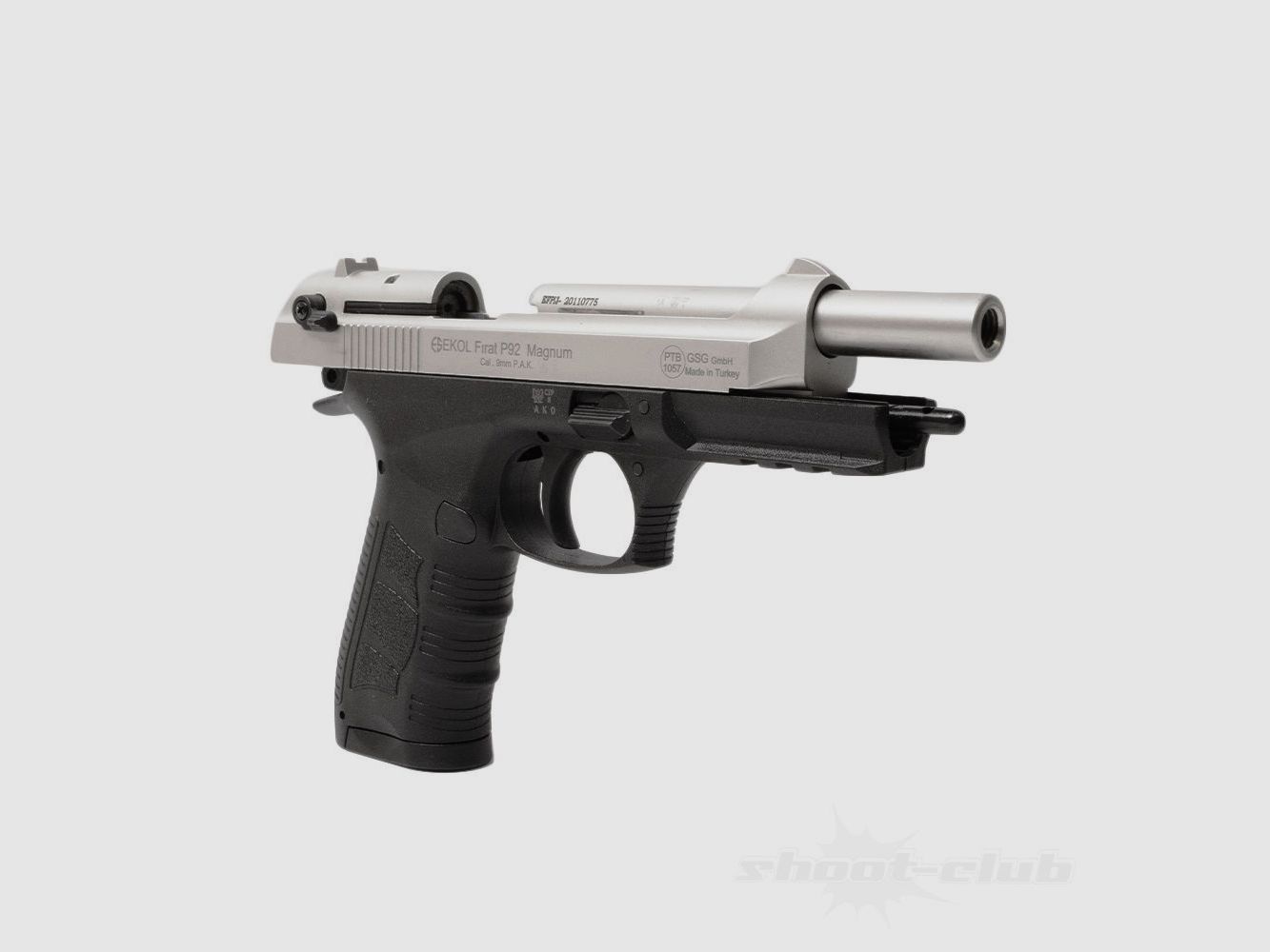 Ekol P92 Magnum Schreckschusspistole 9mm P.A.Knall Nickel