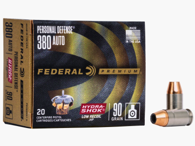 Federal Munitions de Pistolet Premium .380 Auto 5,8g Hydra-Shok Jacketed Hollow Point