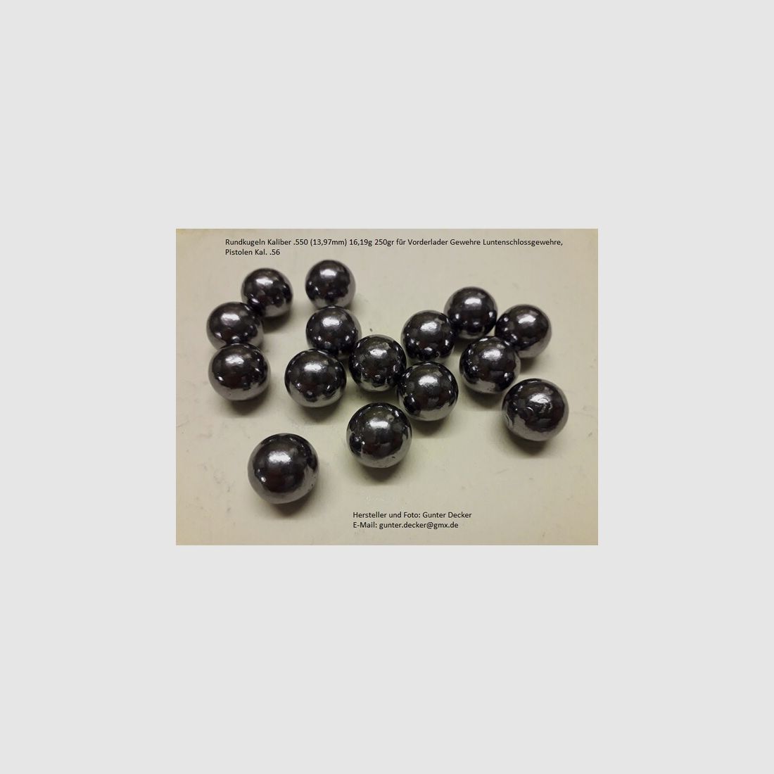 Rundkugeln Kal. .550 13,97mm, 250gr für Vorderlader Gewehre Luntenschlossgewehre Kaliber .56