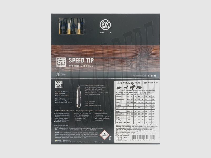 RWS SPEED TIP 10,7G/165GR (PATRONE)