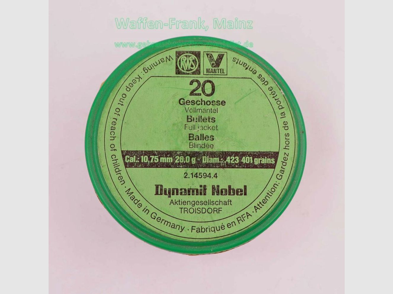 RWS (WZd.Fa.Rottweil) Büchsengeschosse 10,75mm (.423)