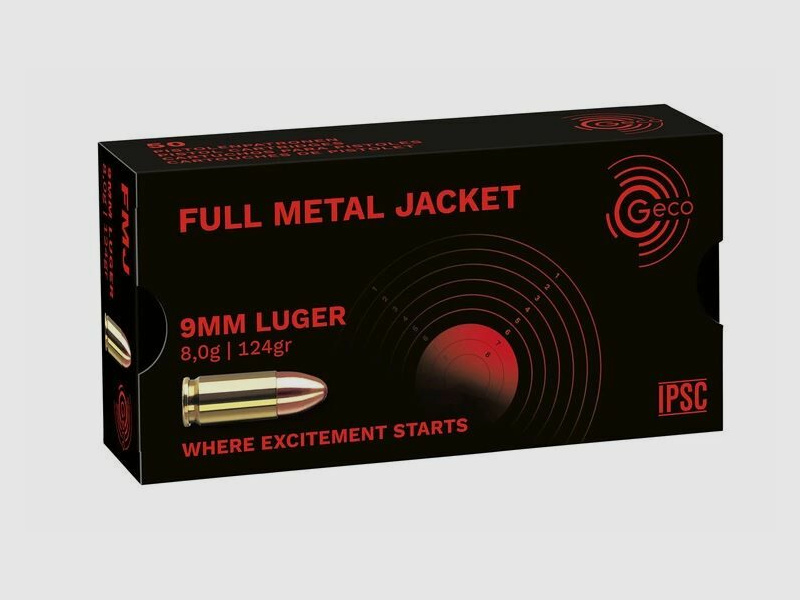 GECO 9mm Luger 8g Vollmantel 124 grs VM 9mm Para