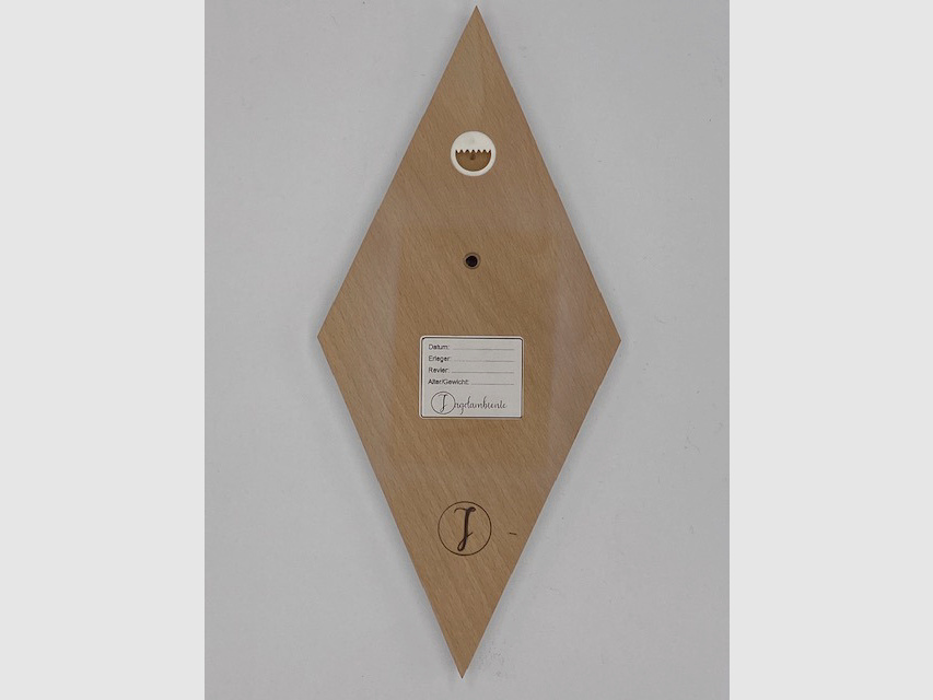 Gehörnbrett - Trophäenbrett Reh Waldemar - Farbe schwarz, grau oder weiß 