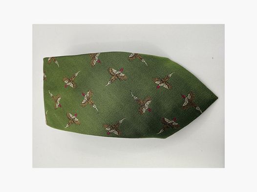 Robert Keyte tie 100% silk green design of ascending pheasant