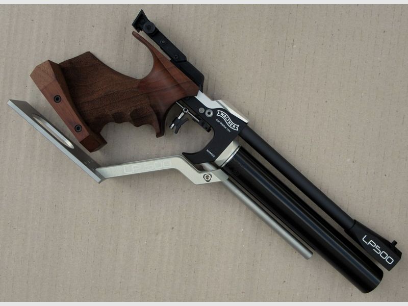 WALTHER LP500 CON PLATAFORMA "HORIZONTE" (ACERO - PESO 360 GRAMOS) Y MALETERO