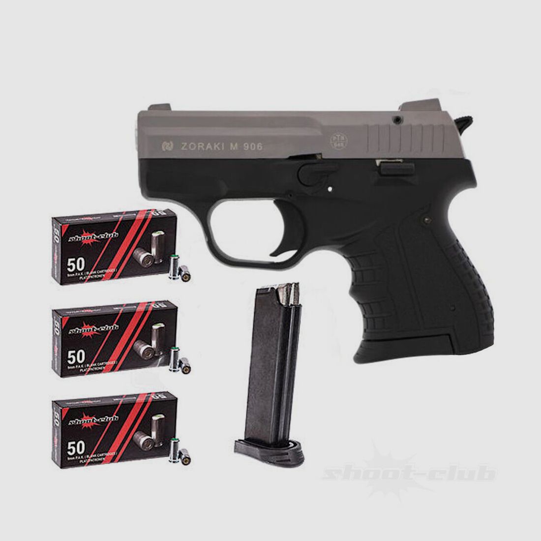 Zoraki	 Zoraki 906 titan/chrom - Set inkl. shoot-club Munition