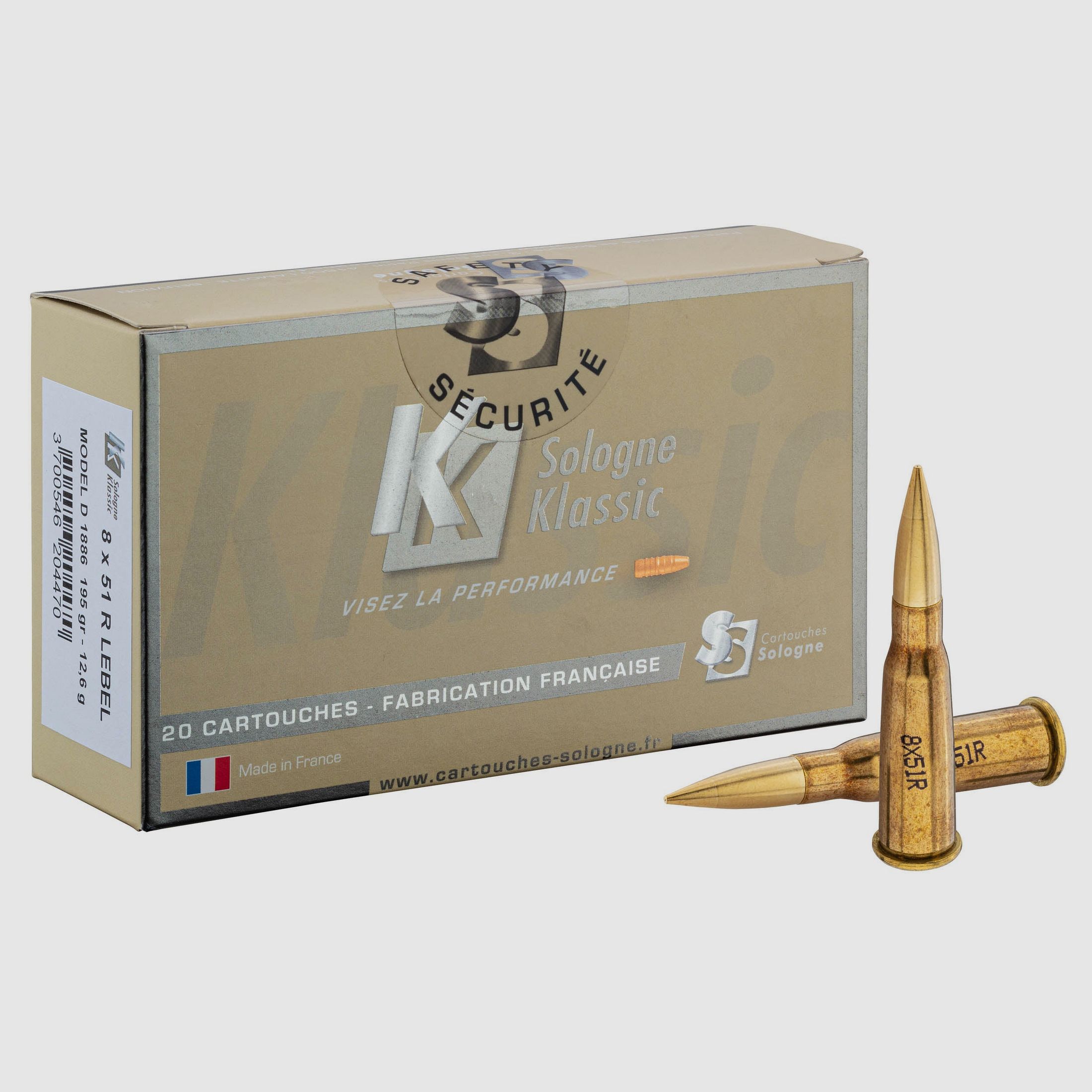 Sologne Klassic Ammunition - Cal. 8x51R Lebel 195gr - Box of 20, image 1 of 5