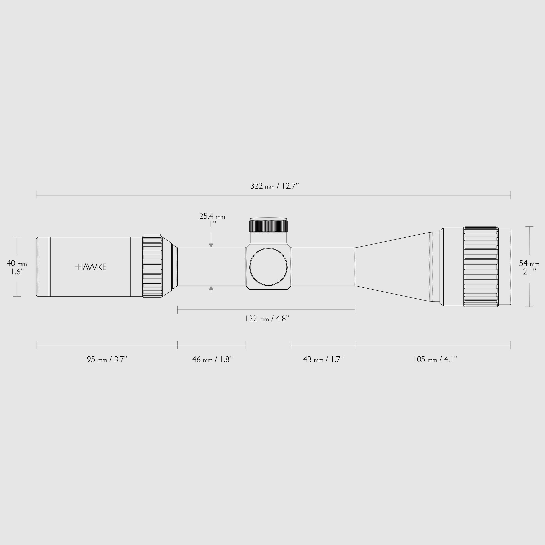 HAWKE 14123 Zielfernrohr Vantage 3-9x40 AO mit MIL DOT Absehen Wasserdicht